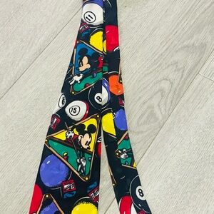 Mickey Mouse Disney Vintage Billiards Pool Table Themed Tie